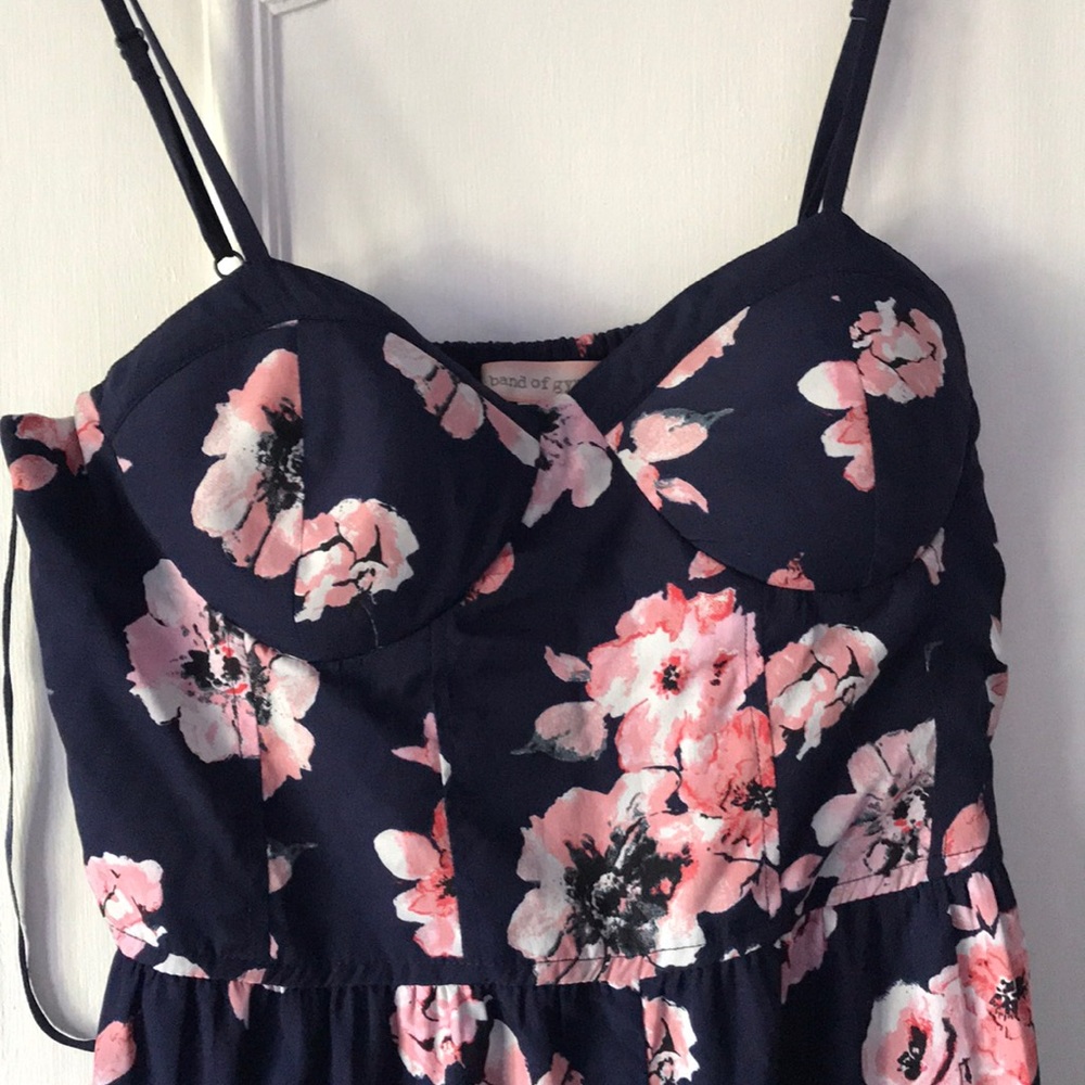 Size L navy blue floral jumpsuit